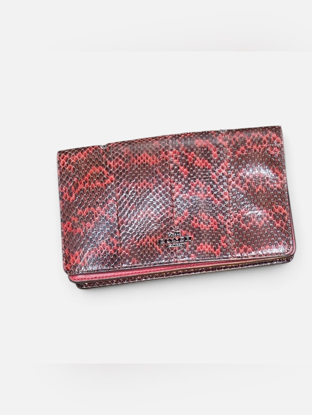 Coach Red Snakeskin Leather Continental Wallet